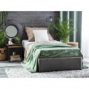 Łóżko szare tapicerowane podnoszony pojemnik 90 x 200 cm DINAN