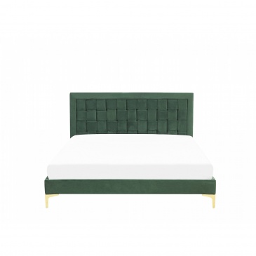 Łóżko welurowe 140 x 200 cm zielone LIMOUX