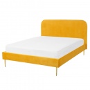 Łóżko welurowe 140 x 200 cm żółte FLAYAT