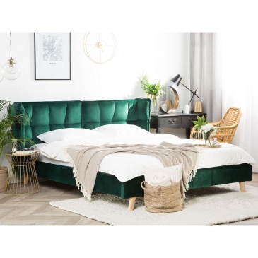Łóżko welurowe 160 x 200 cm zielone SENLIS