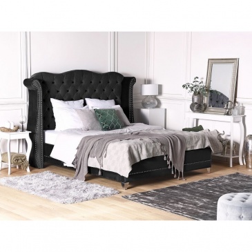 Łóżko welurowe 180 x 200 cm czarne AYETTE