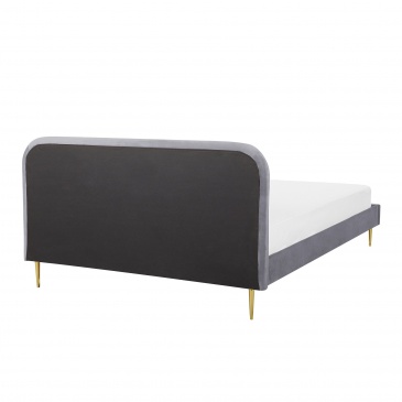 Łóżko welurowe 180 x 200 cm szare FLAYAT