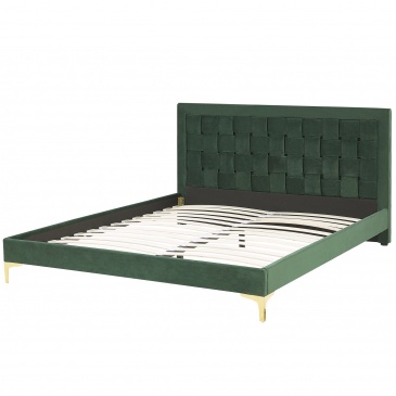Łóżko welurowe 180 x 200 cm zielone LIMOUX