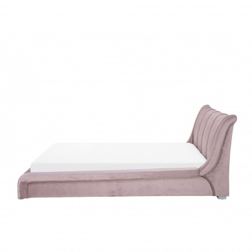 Łóżko wodne welurowe 160 x 200 cm różowe NANTES