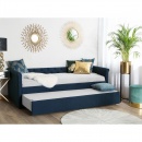 Łóżko wysuwane tapicerowane 80 x 200 cm niebieskie LIBOURNE