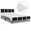 Łóżko z materacem, czarno-białe, ekoskóra, 140 x 200 cm