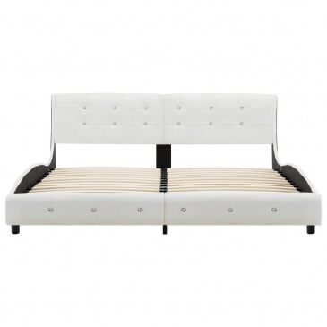 Łóżko z materacem memory, białe, sztuczna skóra, 180 x 200 cm