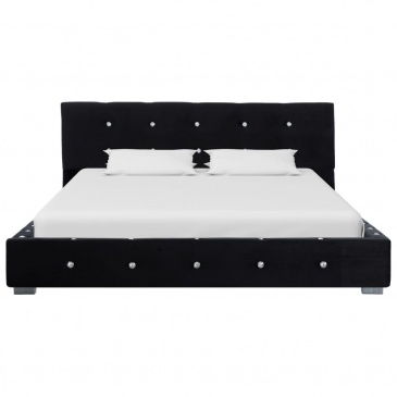 Łóżko z materacem memory, czarne, aksamit, 120 x 200 cm