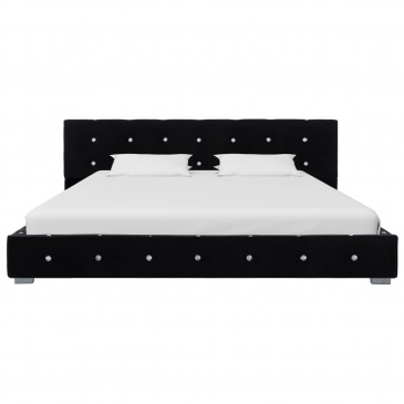 Łóżko z materacem memory, czarne, aksamit, 140 x 200 cm
