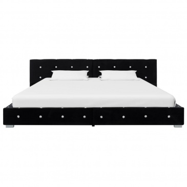 Łóżko z materacem memory, czarne, aksamit, 160 x 200 cm