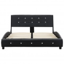Łóżko z materacem memory, czarne, sztuczna skóra, 120 x 200 cm