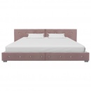 Łóżko z materacem memory, różowe, aksamit, 180 x 200 cm
