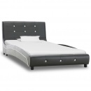 Łóżko z materacem memory, szare, sztuczna skóra, 90 x 200 cm