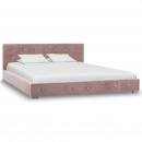 Łóżko z materacem, różowe, aksamit, 140 x 200 cm
