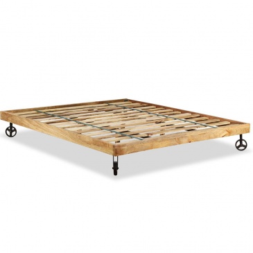 Łóżko z materacem z pianki, surowe drewno mangowe, 180x200 cm