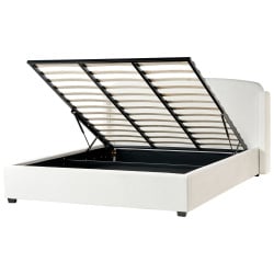 Łóżko z pojemnikiem  BERNAY 180 x 200 cm Złamana biel