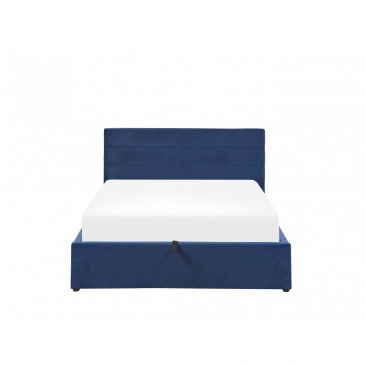 Łóżko z pojemnikiem welurowe 140 x 200 cm ciemnoniebieskie LANDES