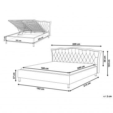 Łóżko z pojemnikiem welurowe 180 x 200 cm ciemnoszare METZ