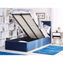Łóżko z pojemnikiem welurowe 90 x 200 cm ciemnoniebieskie LANDES