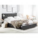 Łóżko z szufladami tapicerowane 160 x 200 cm ciemnoszare LA ROCHELLE