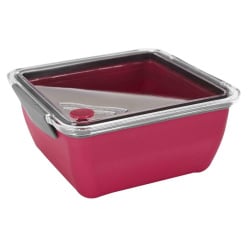 Lunch box divided z widelcem 2,6l różowy