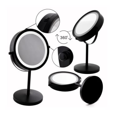 Lusterko do makijażu stojące z podświetleniem led czarne - yoka