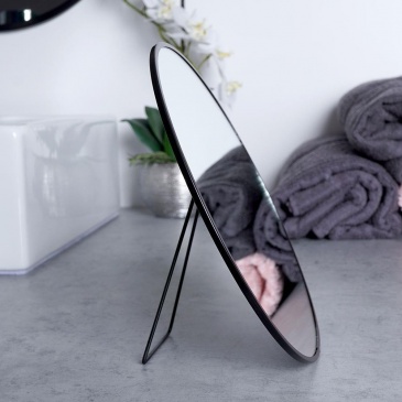 Lusterko lustro kosmetyczne do makijażu stojące metalowe czarne 20 cm