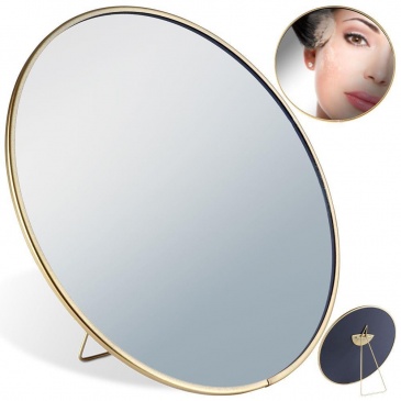 Lusterko lustro kosmetyczne do makijażu stojące metalowe złote 20 cm