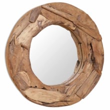 Lustro dekoracyjne, drewno tekowe, 60 cm, okrągłe