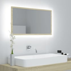 Lustro łazienkowe led, kolor dąb sonoma, 80x8,5x37 cm, płyta