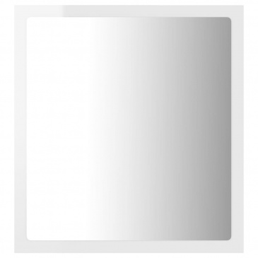Lustro łazienkowe LED, wysoki połysk, białe, 40x8,5x37cm, płyta