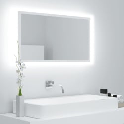 Lustro łazienkowe z led, białe, 80x8,5x37 cm, płyta wiórowa