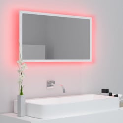 Lustro łazienkowe z led, białe, 80x8,5x37 cm, płyta wiórowa