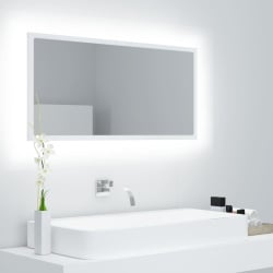 Lustro łazienkowe z led, białe, 90 x 8,5 x 37 cm, płyta wiórowa