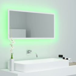 Lustro łazienkowe z led, białe, 90 x 8,5 x 37 cm, płyta wiórowa