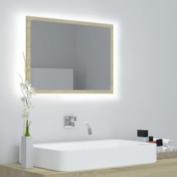 Lustro łazienkowe z led, kolor dąb sonoma, 60x8,5x37 cm, płyta