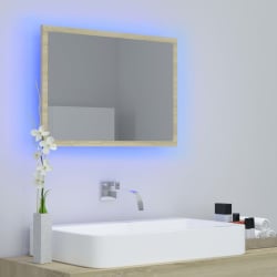 Lustro łazienkowe z led, kolor dąb sonoma, 60x8,5x37 cm, płyta