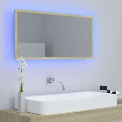 Lustro łazienkowe z led, kolor dąb sonoma, 90x8,5x37 cm, płyta