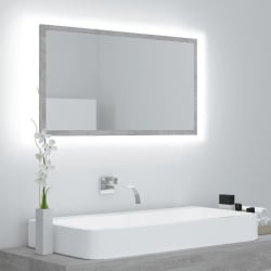 Lustro łazienkowe z led, szarość betonu, 80x8,5x37 cm, płyta