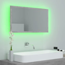 Lustro łazienkowe z led, szarość betonu, 80x8,5x37 cm, płyta