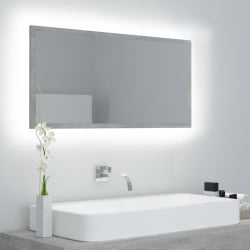 Lustro łazienkowe z led, szarość betonu, 90x8,5x37 cm, płyta