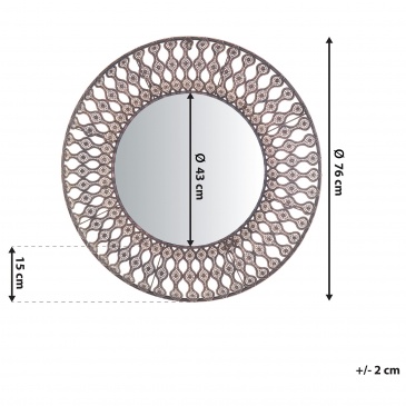 Lustro ścienne  ø77 cm brązowe AUMAR