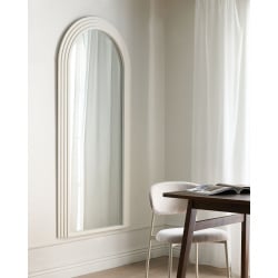 Lustro ścienne DIJON 80 cm 170 cm Drewno Złamana biel