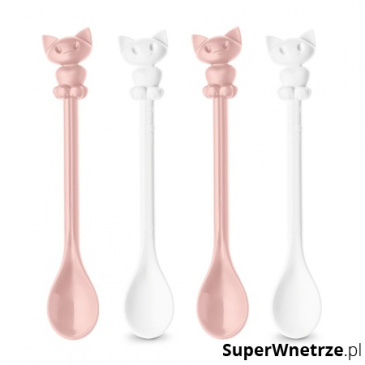 Łyżeczki 4 szt. Koziol Happy Spoons Kitty białe-różowe