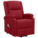 Masujący fotel podnoszony, rozkładany, winna czerwień, tkanina