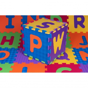 Mata sensoryczna z 26 puzzli alfabet dla dzieci 10m+ wyjmowane litery + pianka eva + różne faktury