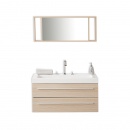 Meble łazienkowe beżowe - szuflady - umywalka - lustro - Renna