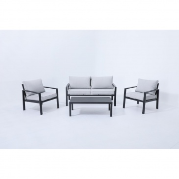 Meble ogrodowe aluminiowe sofa + dwa fotele + stolik