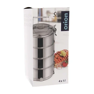 Menażka obiadowa, stalowa, 4-poziomowa, do przenoszenia żywności, 4x1 l