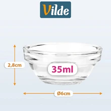 Miseczki na sos dipówki szklane 6 cm, 35 ml 6 szt.